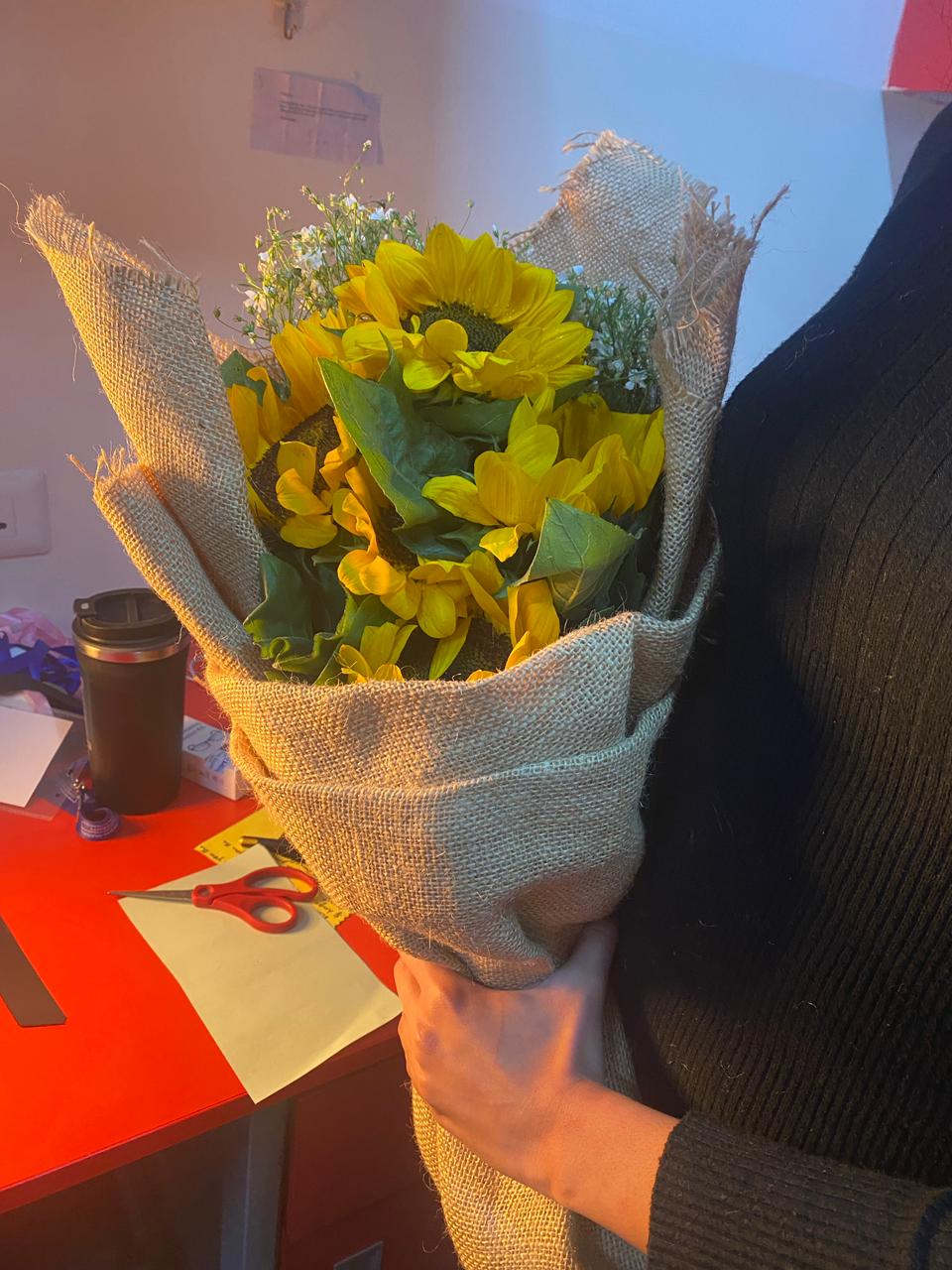 Jute Packaged Sunflowers